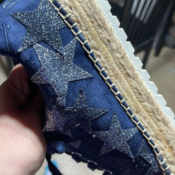 Suede Sneakers Marc Fisher Maevel Blue Star Suede Espadrille bottoms 7.5 - Picture 15 of 15